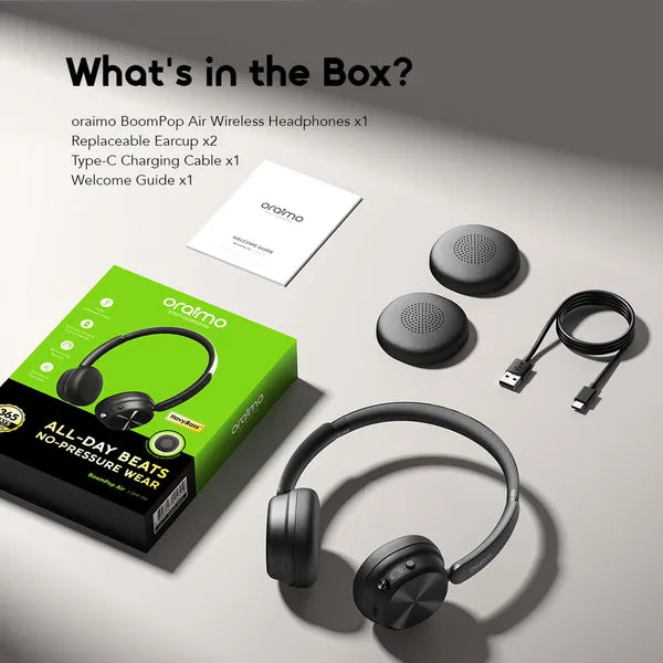 oraimo BoomPop Air Lightweight On-Ear Wireless Headphones