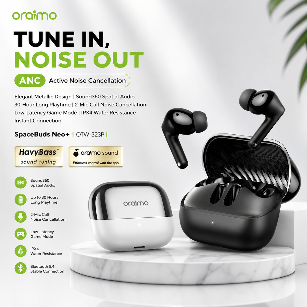 oraimo SpaceBuds Neo+ ANC True Wireless Earphones
