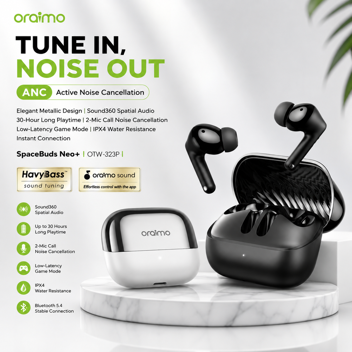 oraimo SpaceBuds Neo+ ANC True Wireless Earphones